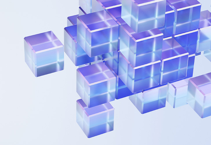 Abstract 3D cubes representing scalable digital transformation and modular systems.