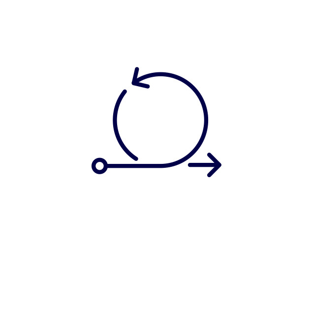 Circular arrow with forward path icon