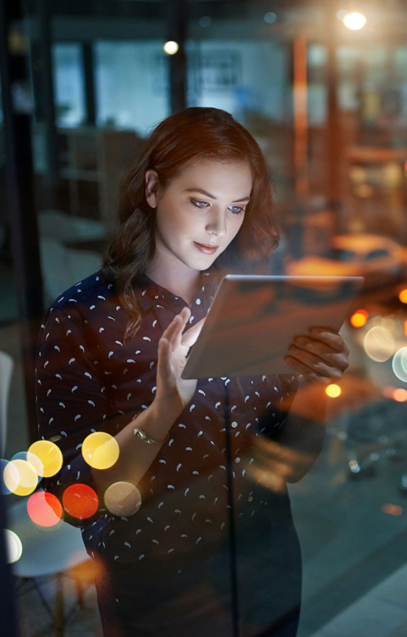 Woman looking at tablet