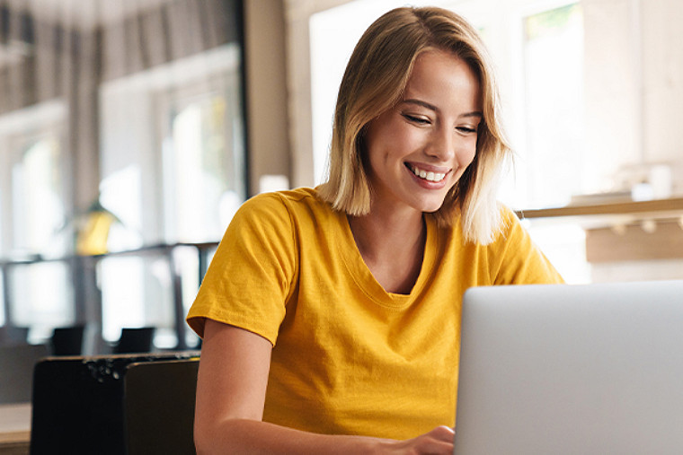 Woman working on laptop