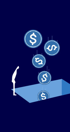 Conceptual illustration of two figures separated by a gap between platforms, representing the AI execution gap or business disconnect